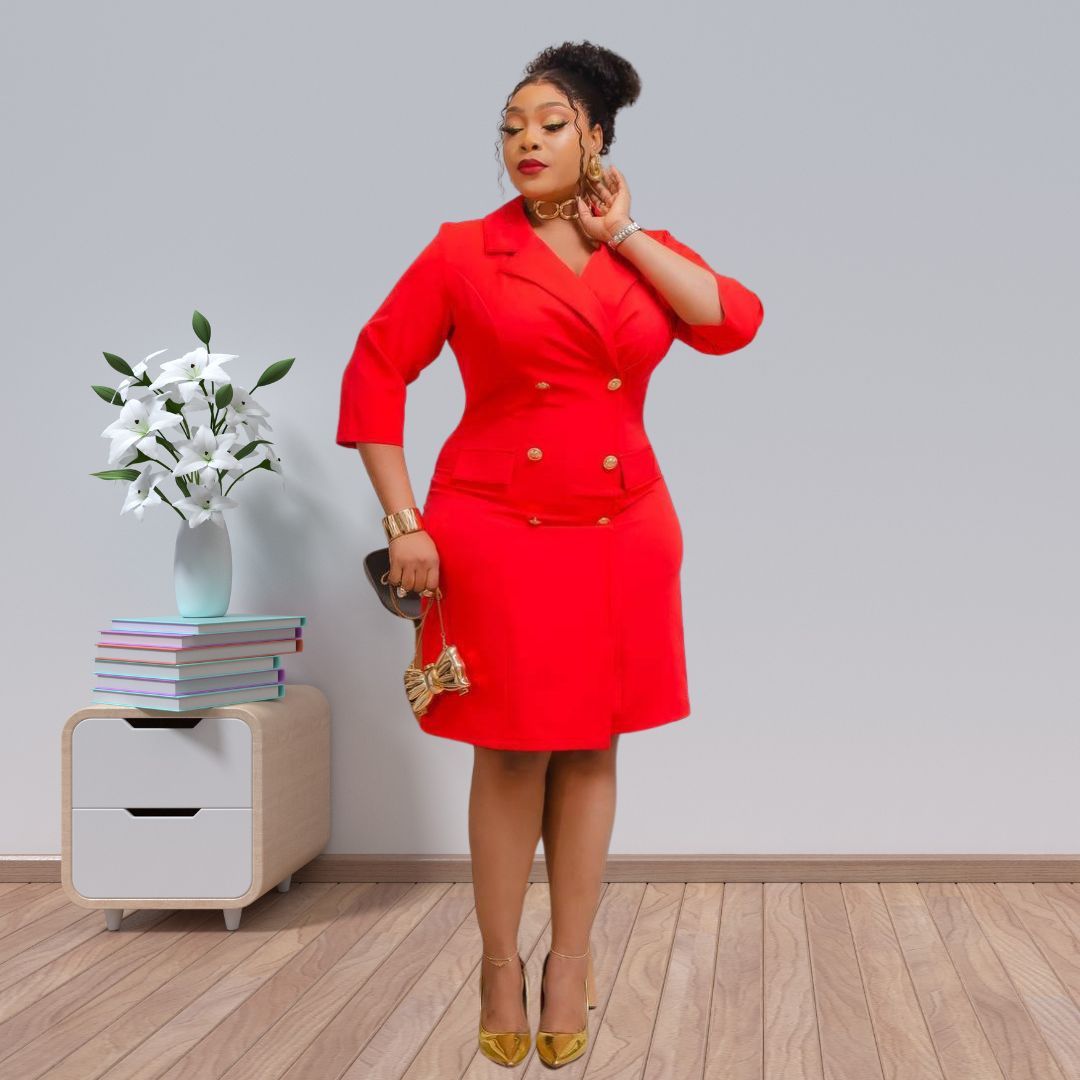 royal red executive blazer dress