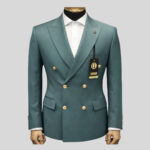elegant seafoam green double breasted suit