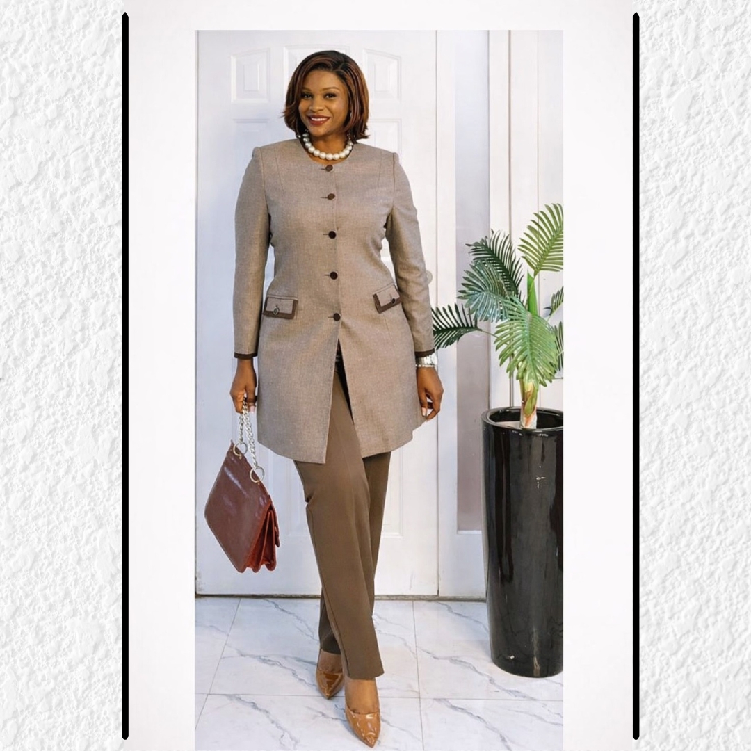 elegant structured button front office set