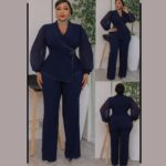 elegant wrap embellished power suit