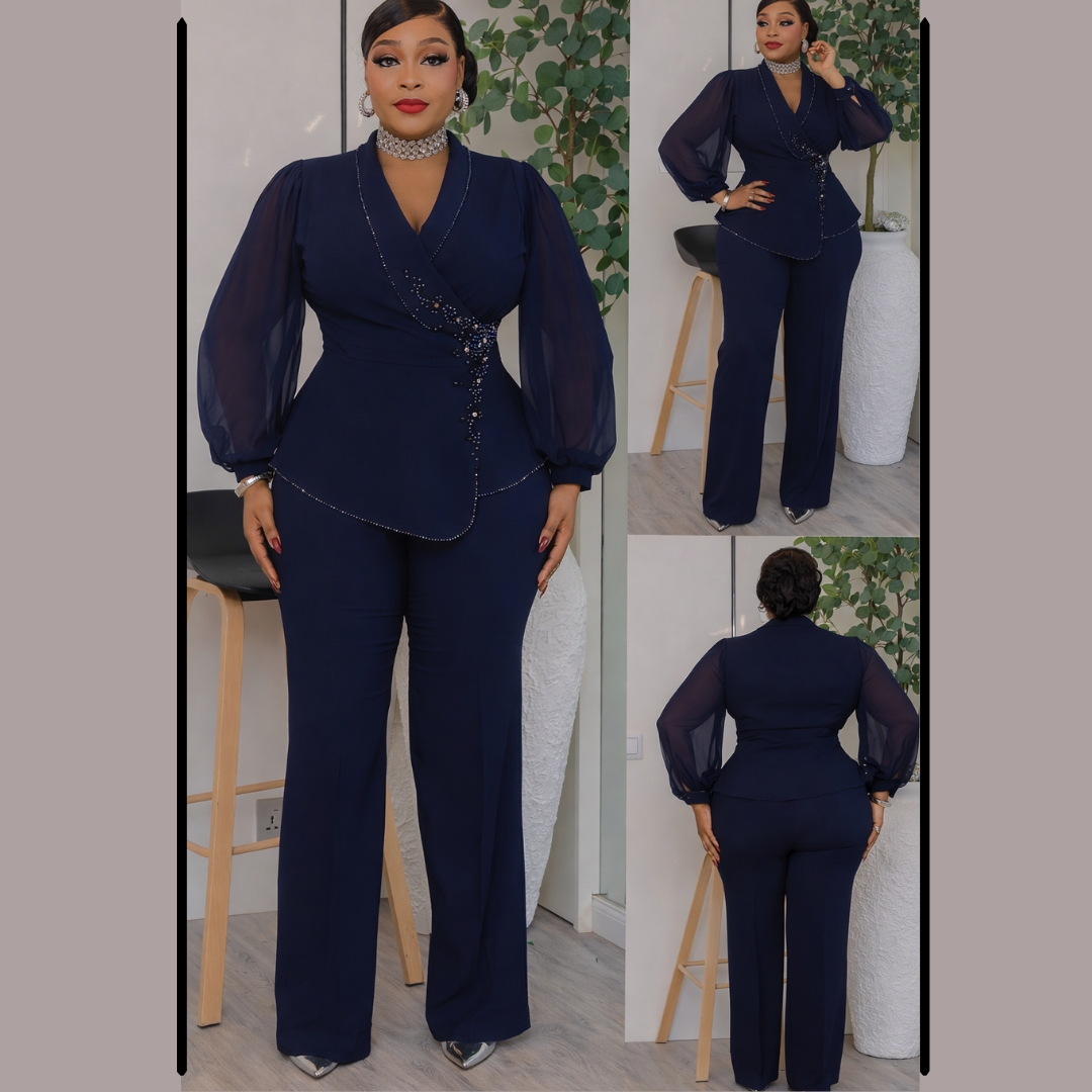 elegant wrap embellished power suit