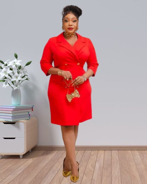 royal red executive blazer dress
