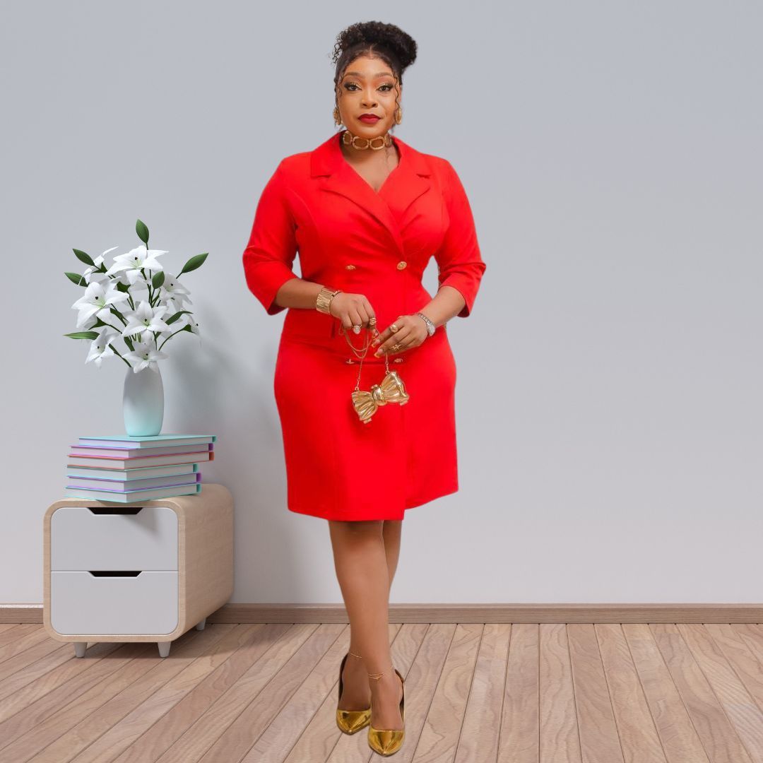 royal red executive blazer dress
