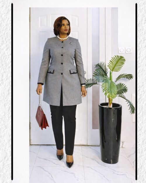 elegant structured button front office set