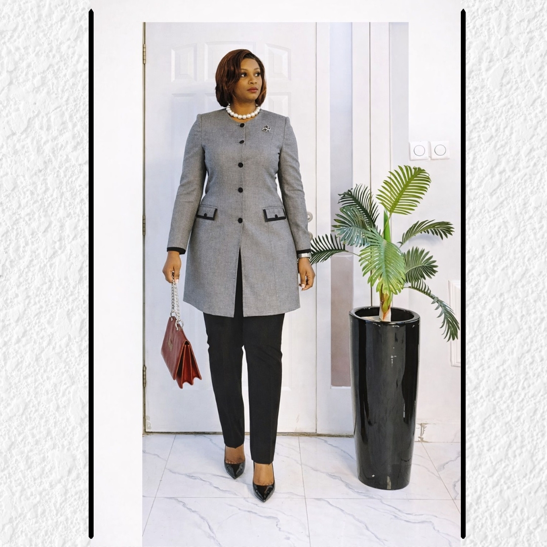 elegant structured button front office set